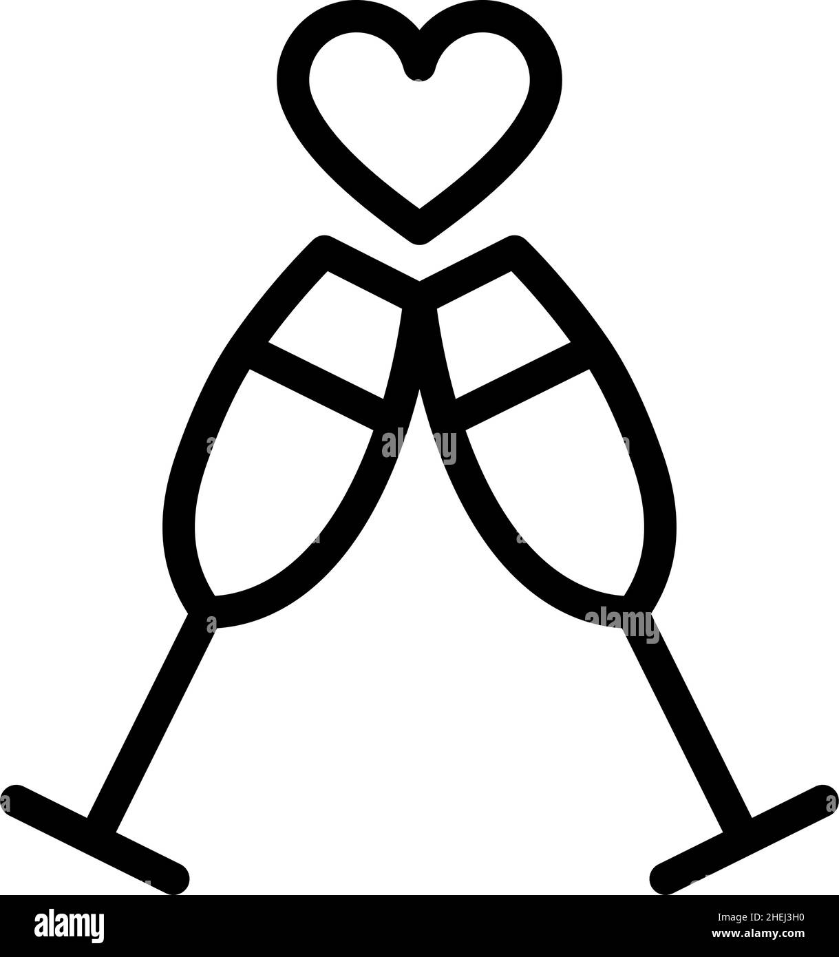 Champagne Glass With Heart Icon. Bold outline design with editable ...
