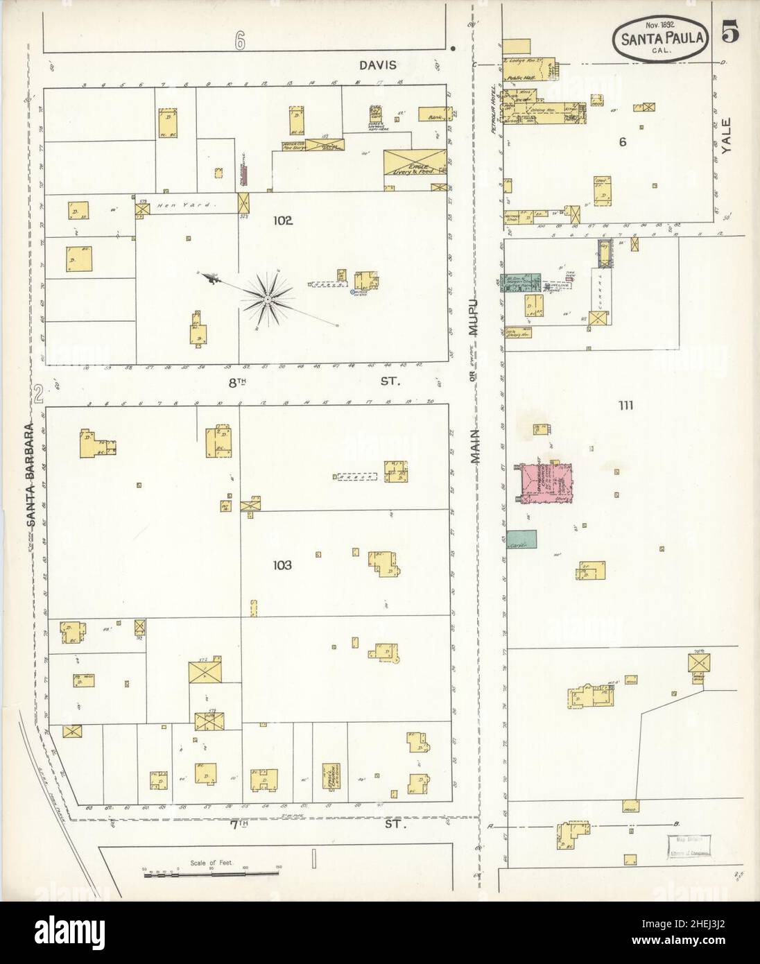 Sanborn Fire Insurance Map from Santa Paula, Ventura County, California. Stock Photo