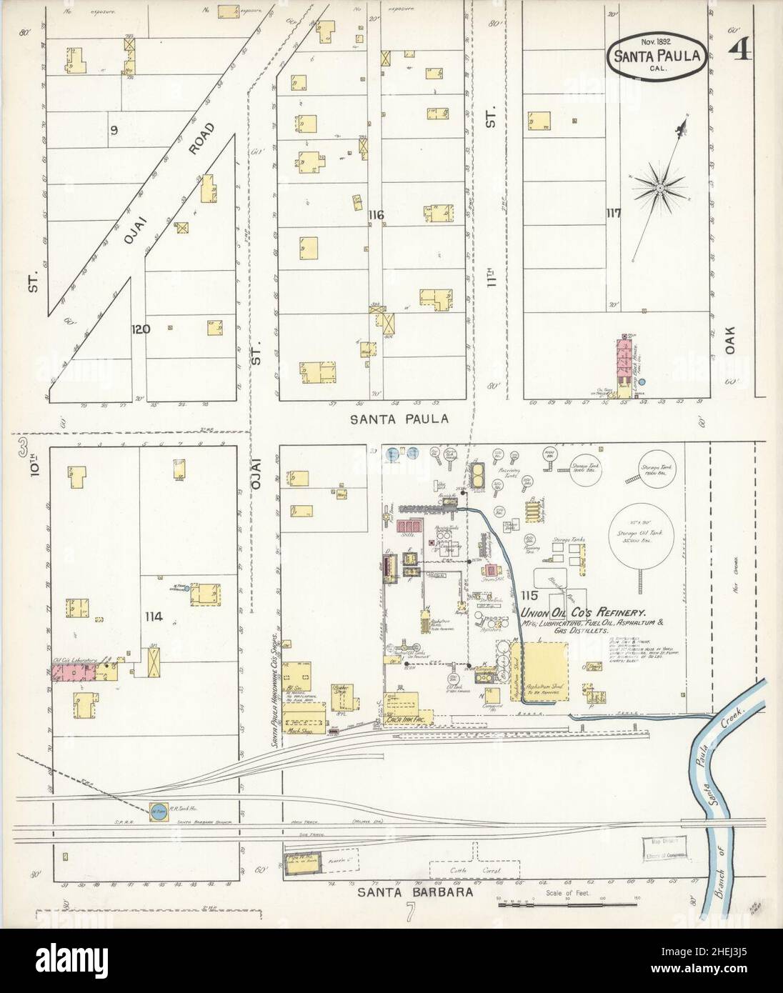 Sanborn Fire Insurance Map from Santa Paula, Ventura County, California. Stock Photo