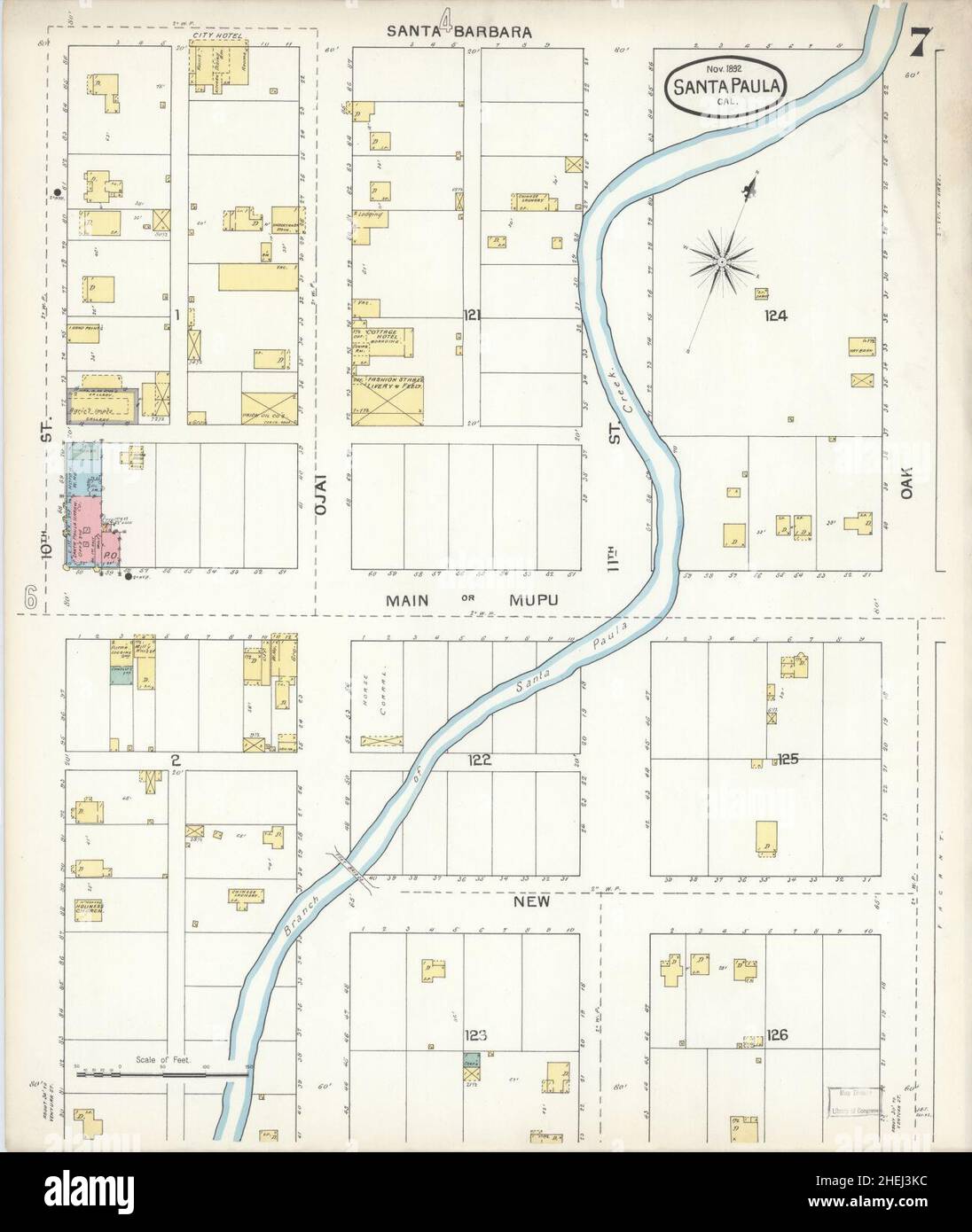 Sanborn Fire Insurance Map from Santa Paula, Ventura County, California. Stock Photo