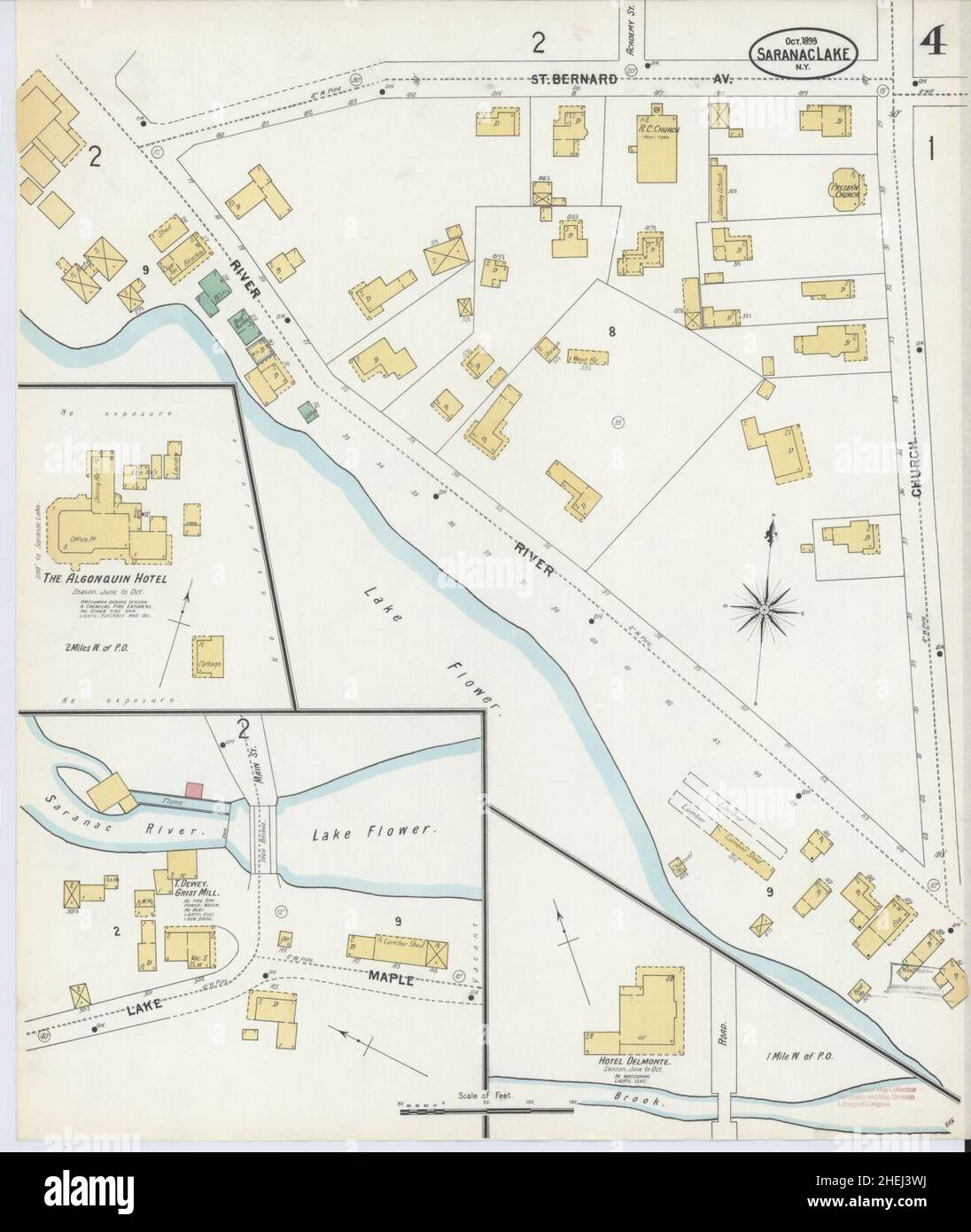 Sanborn Fire Insurance Map from Saranac Lake, Franklin And Essex Counties, New York. Stock Photo