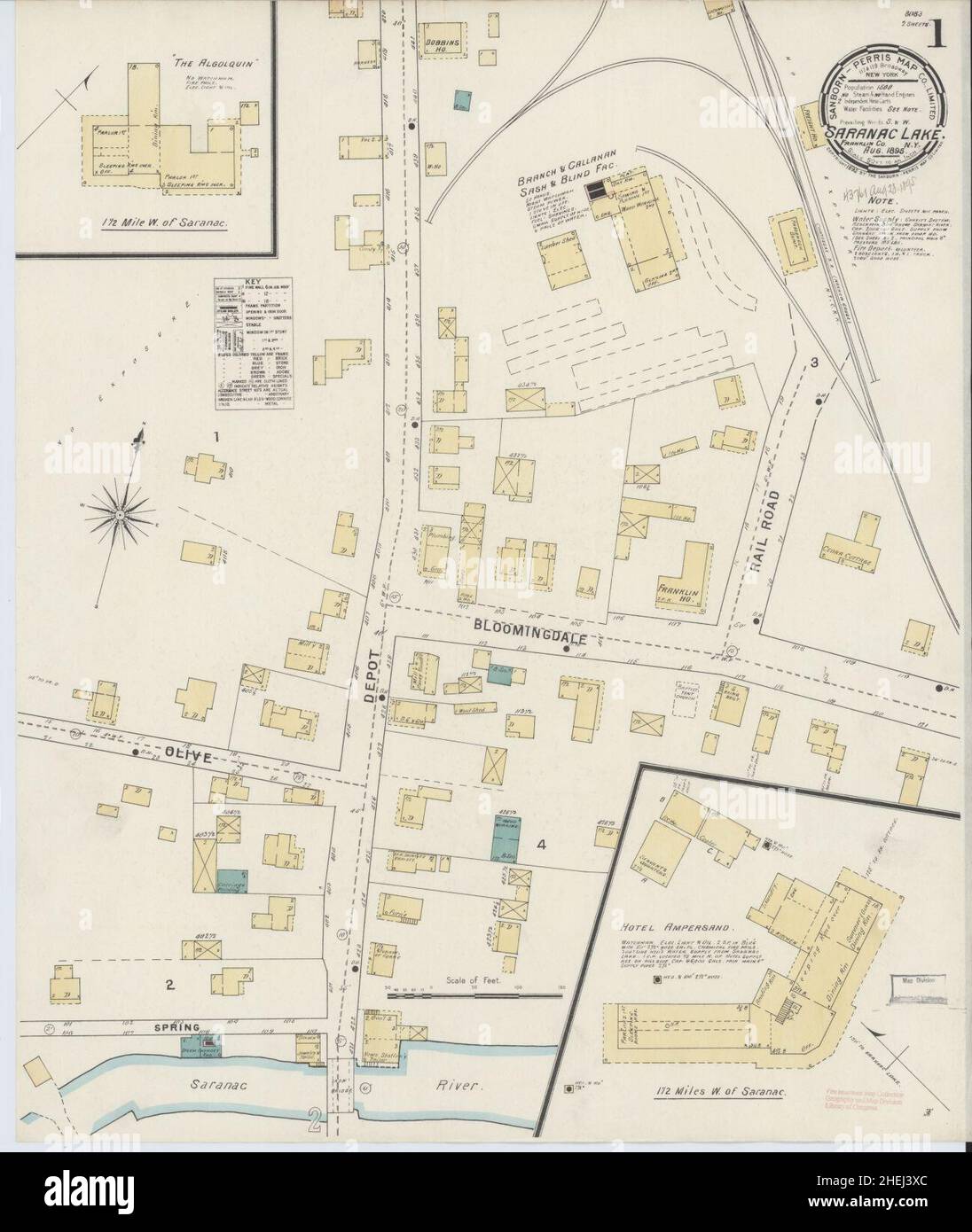 Sanborn Fire Insurance Map from Saranac Lake, Franklin And Essex