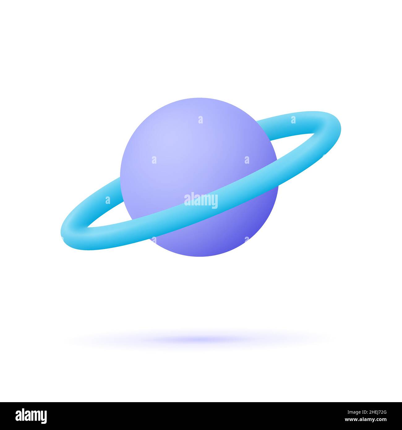 Planet with ring around. Saturn, Jupiter, Uranus, Neptune. 3d vector icon. Cartoon minimal style. Stock Vector