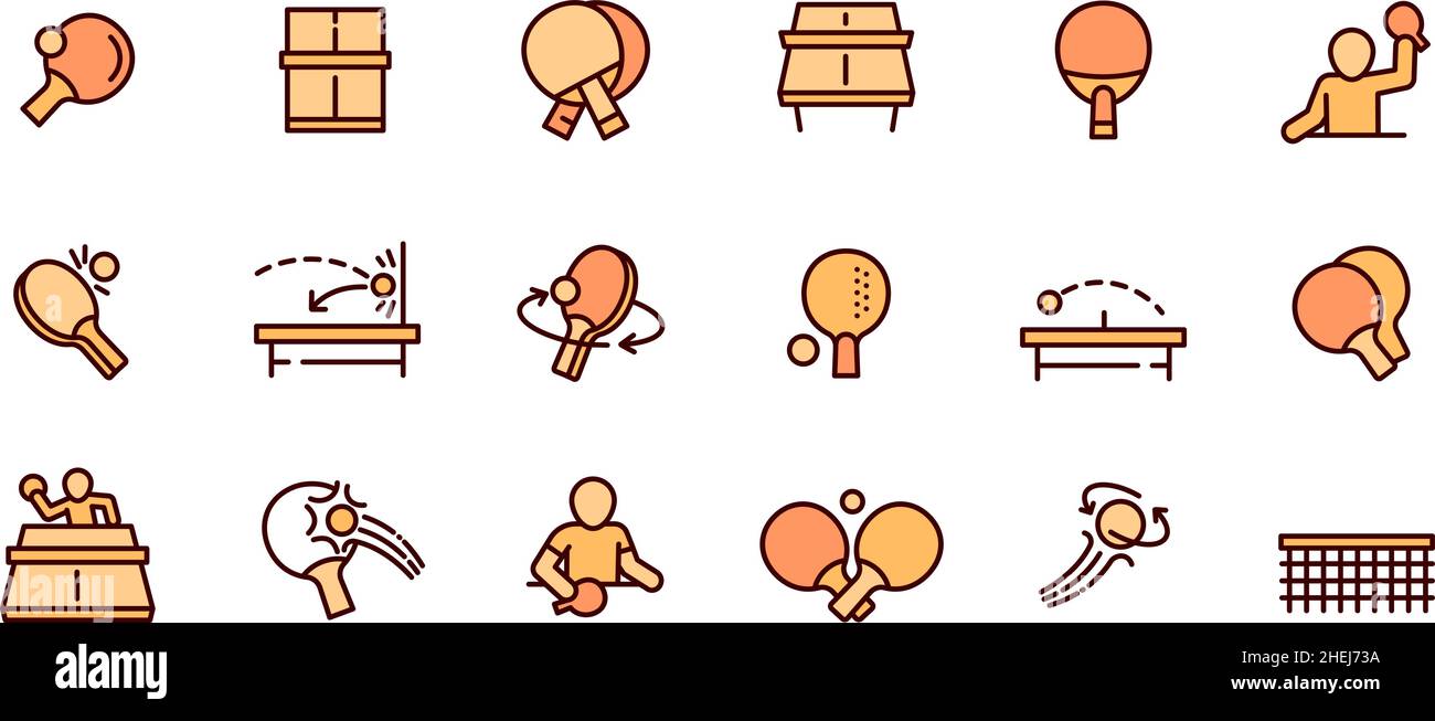 Table tennis icons set outline vector. Playing ping pong. Play game ...