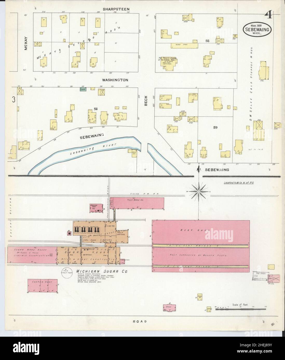 Sanborn Fire Insurance Map from Sebewaing, Huron County, Michigan Stock
