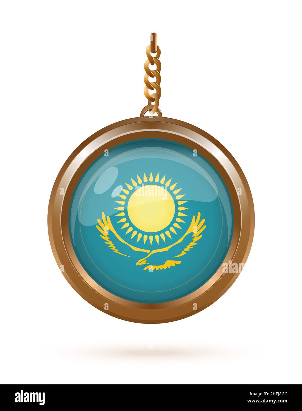 Gold medallion with the flag of Kazakhstan inside Stock Vector Image