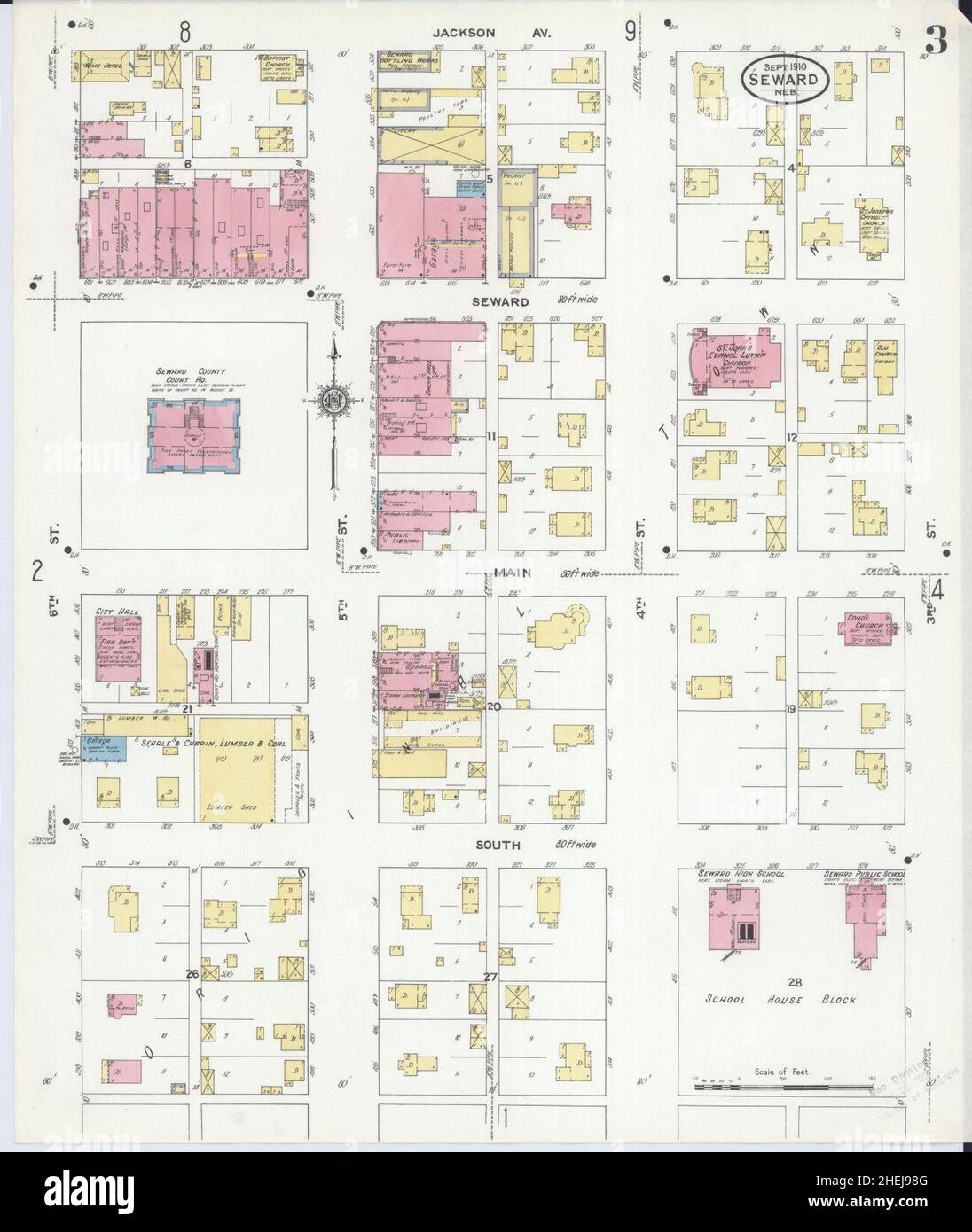 Sanborn Fire Insurance Map from Seward, Seward County, Nebraska. Stock Photo