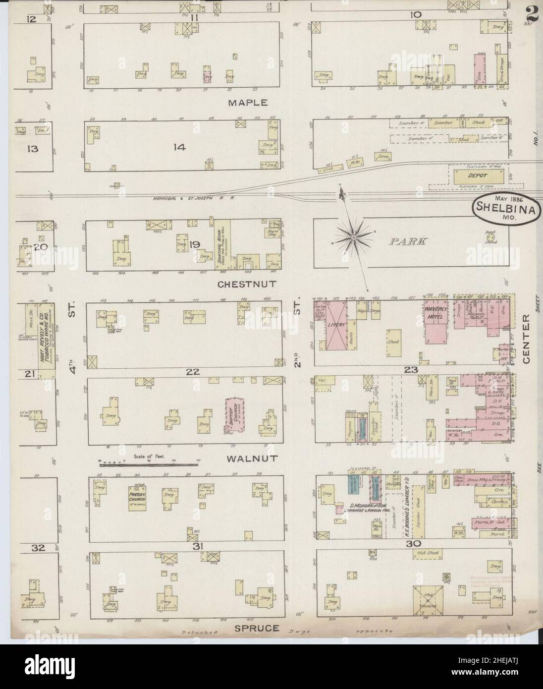 Sanborn Fire Insurance Map from Shelbina, Shelby County, Missouri Stock