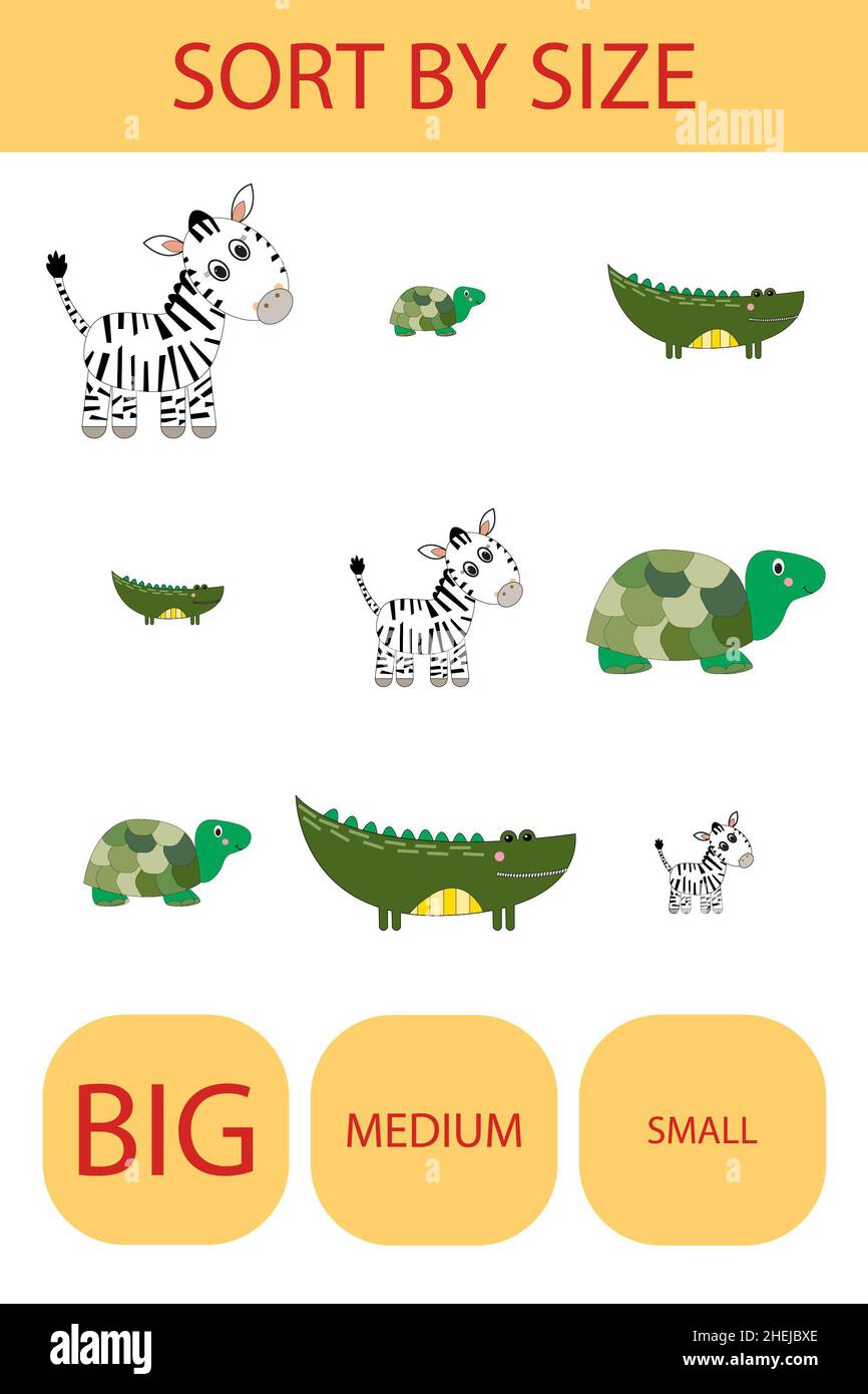 Education game for children arrange by size big or small by