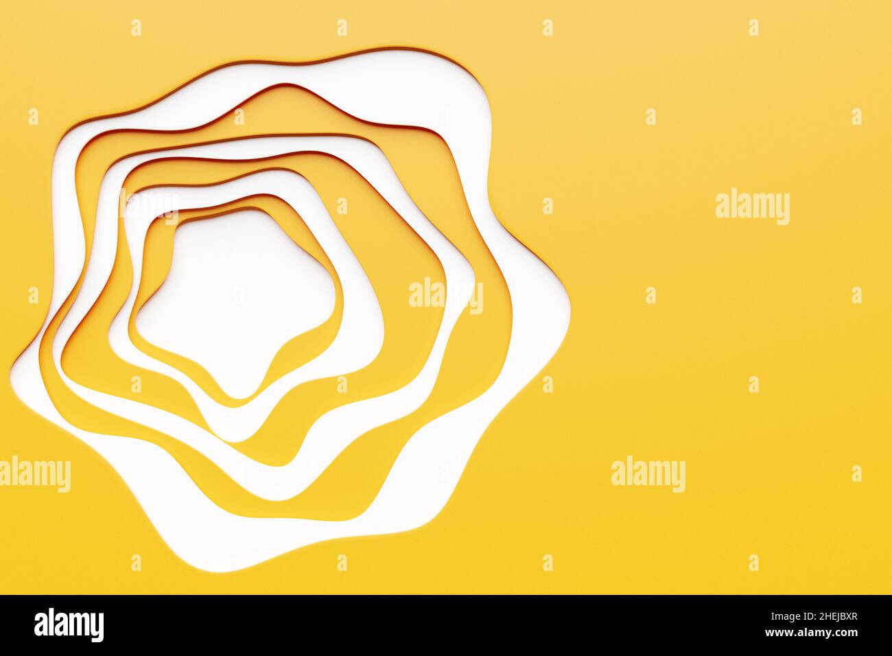 Abstract dynamic shape with white and yellow smooth lines, sides, like ...