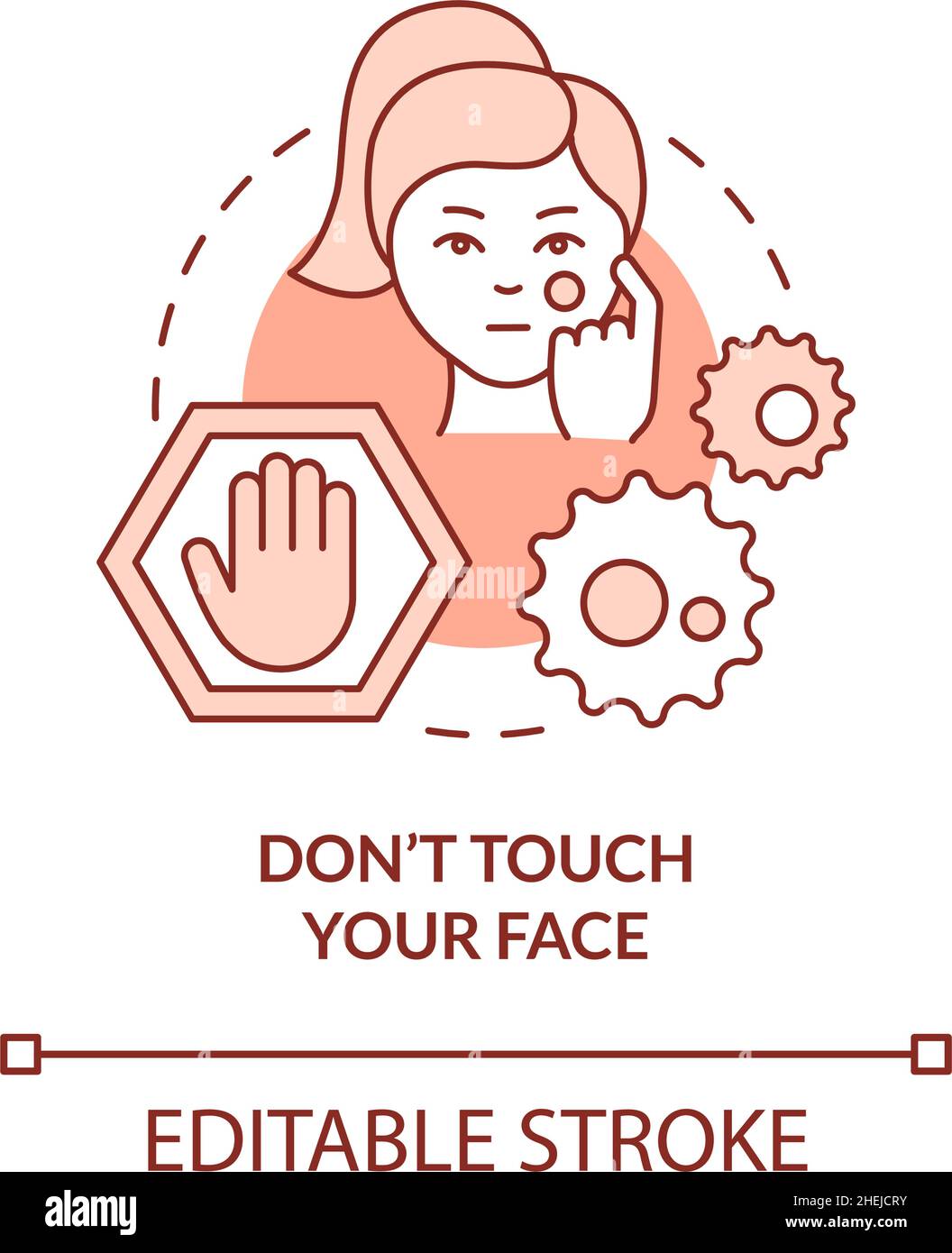 Dont touch your face terracotta concept icon Stock Vector