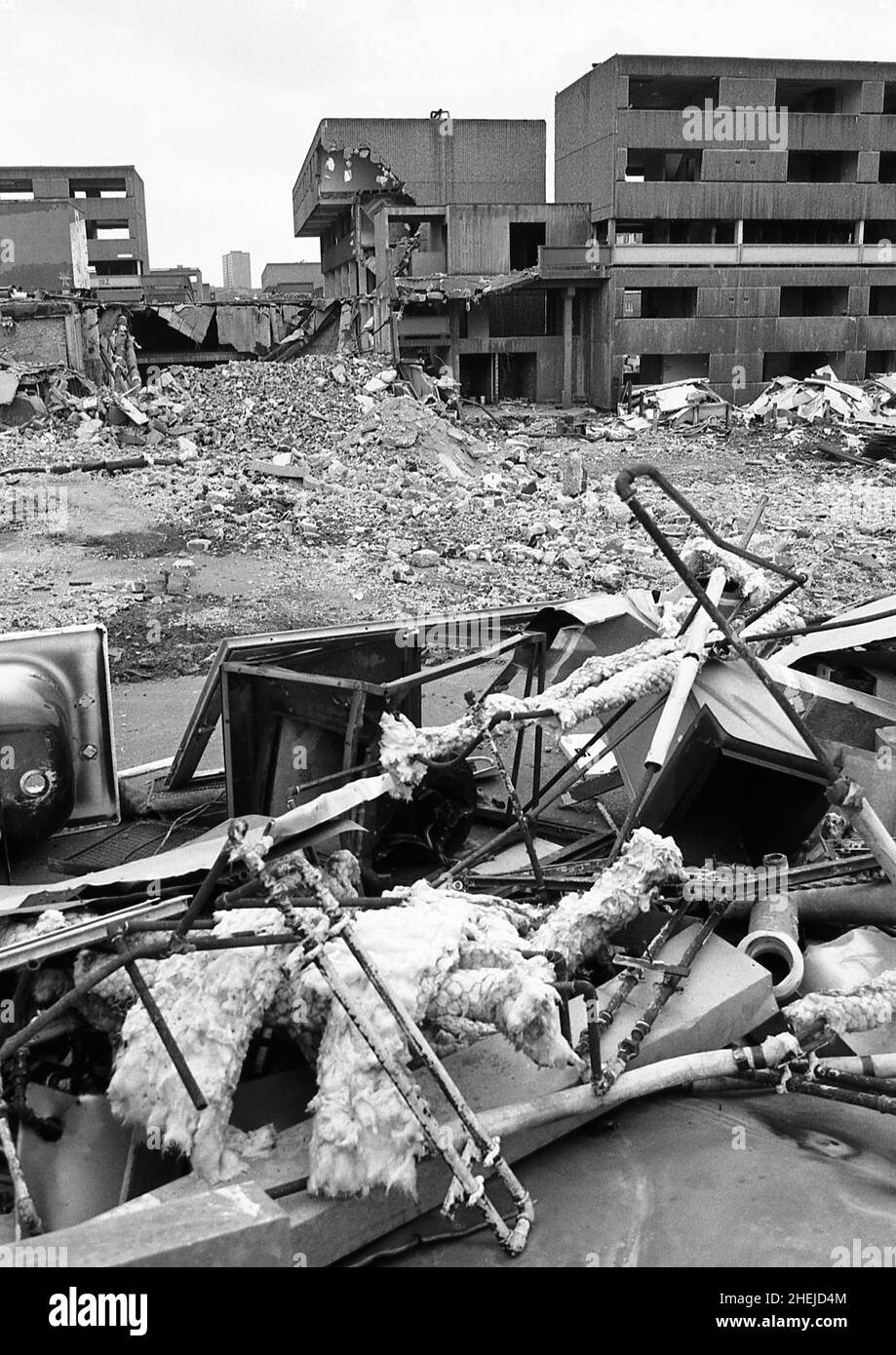 Demolition of Hyson Green housing estate, Nottingham, UK 1988. The