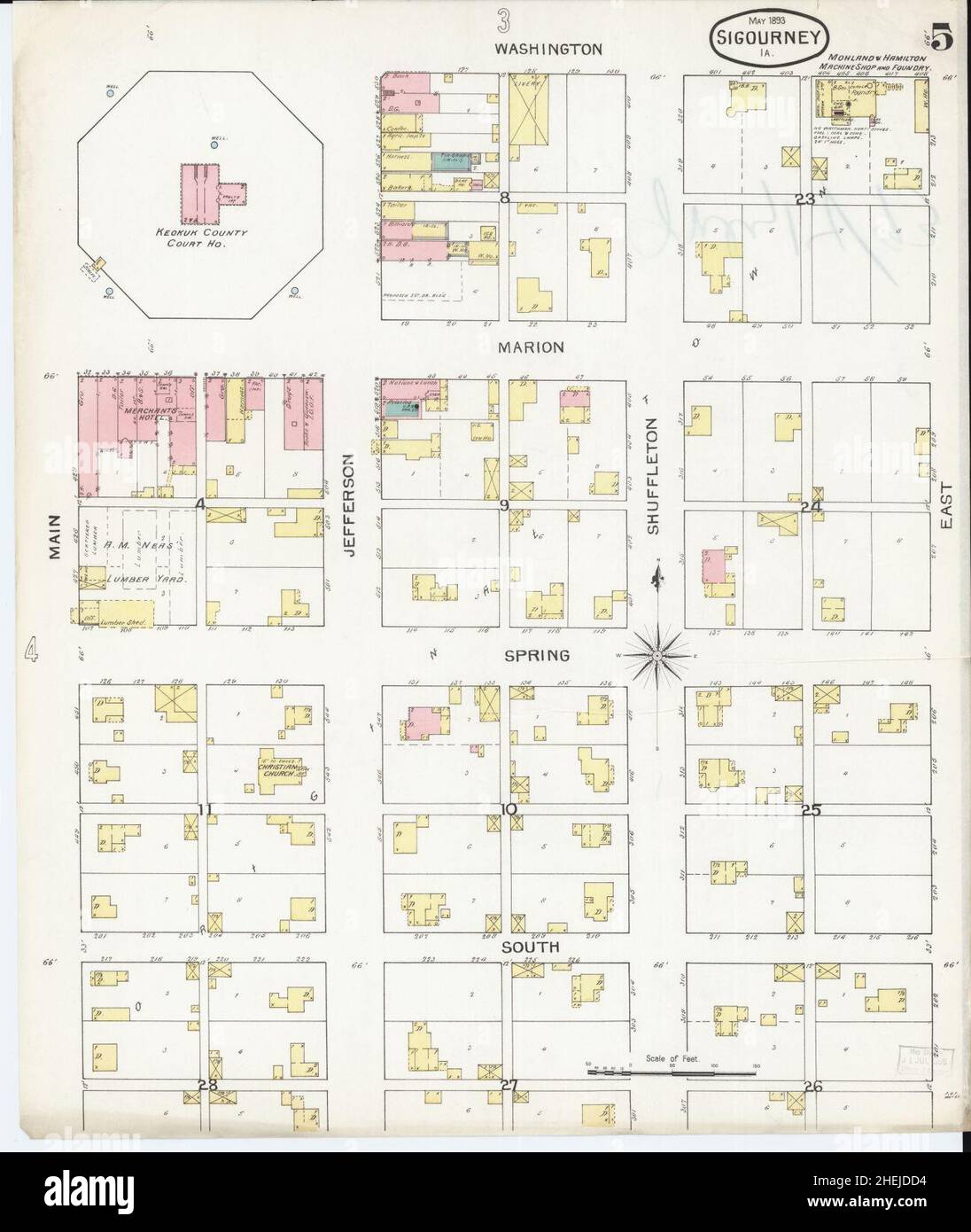 Sanborn Fire Insurance Map from Sigourney, Kiokuk County, Iowa Stock