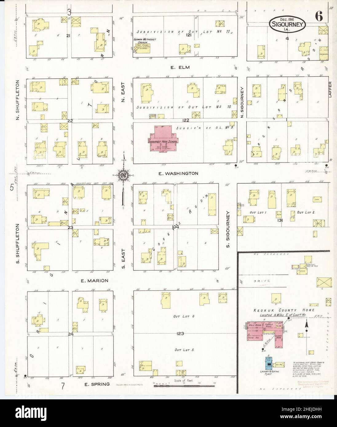 Sanborn Fire Insurance Map from Sigourney, Kiokuk County, Iowa Stock