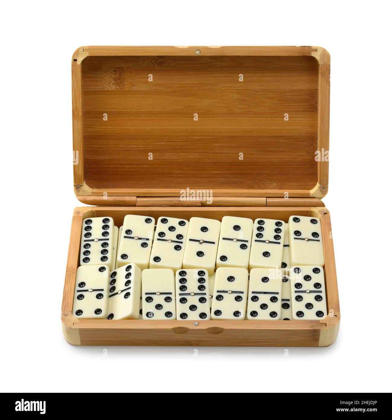 domino in box isolated on white background Stock Photo