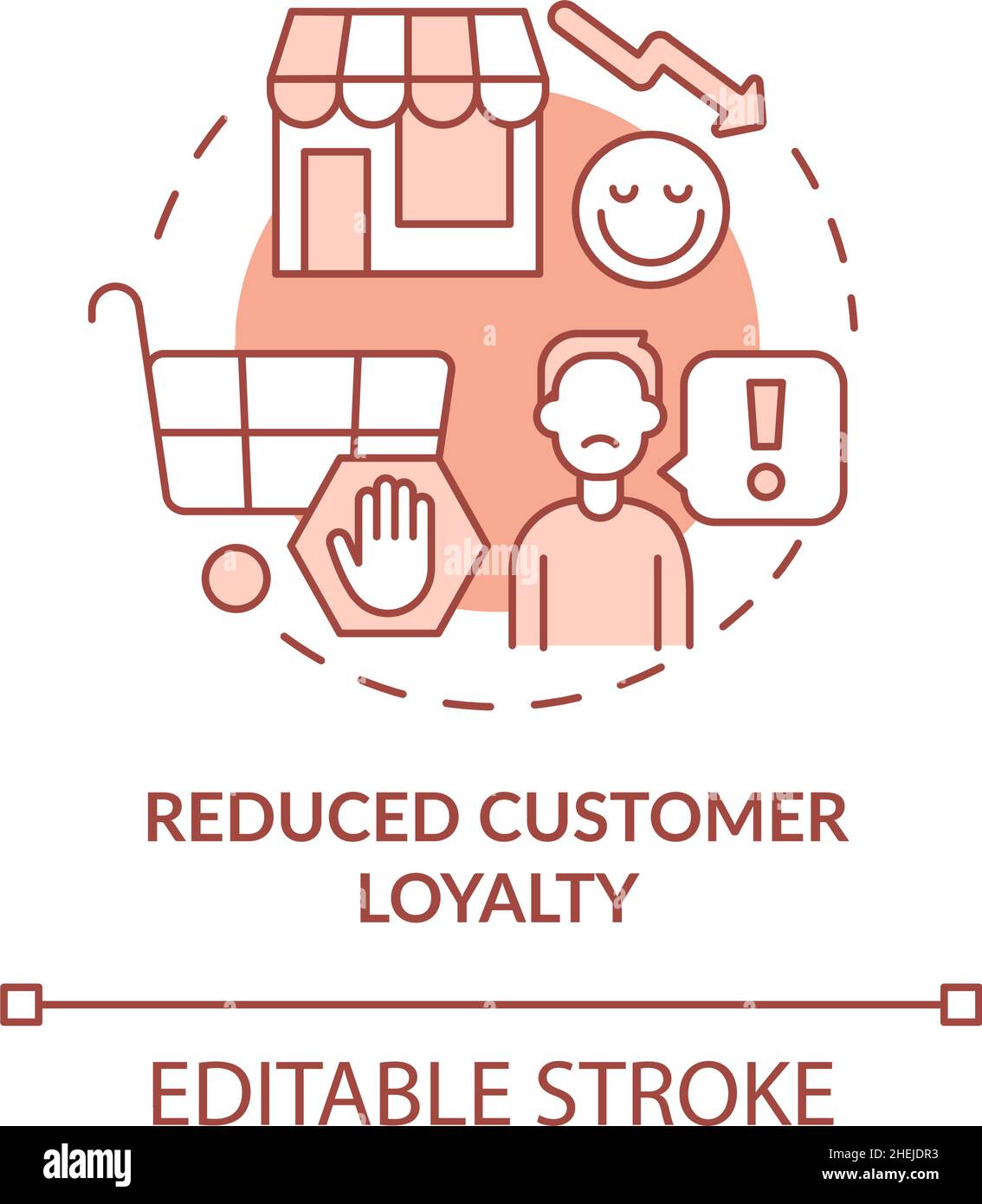 Reduced customer loyalty terracotta concept icon Stock Vector Image ...