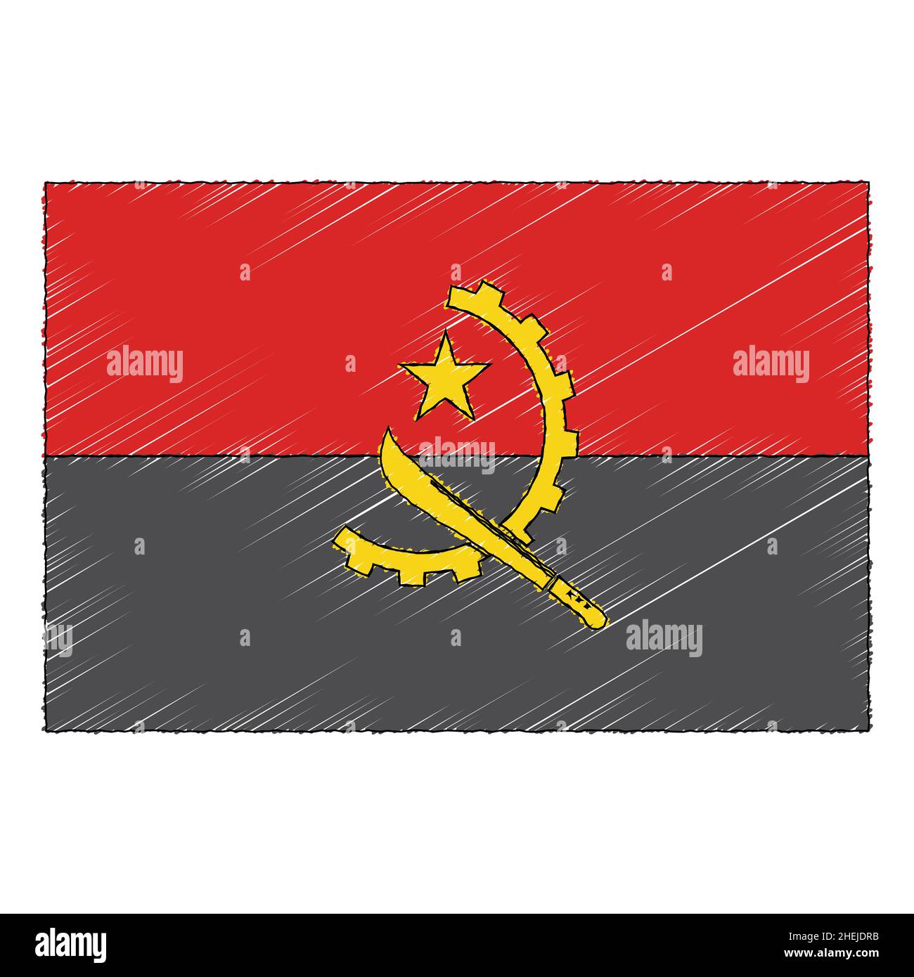 Hand drawn sketch flag of Angola. doodle style vector icon Stock Vector ...