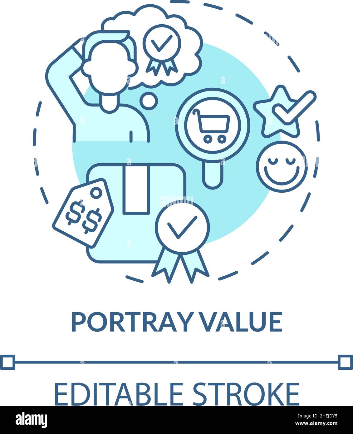 Portray value turquoise concept icon Stock Vector