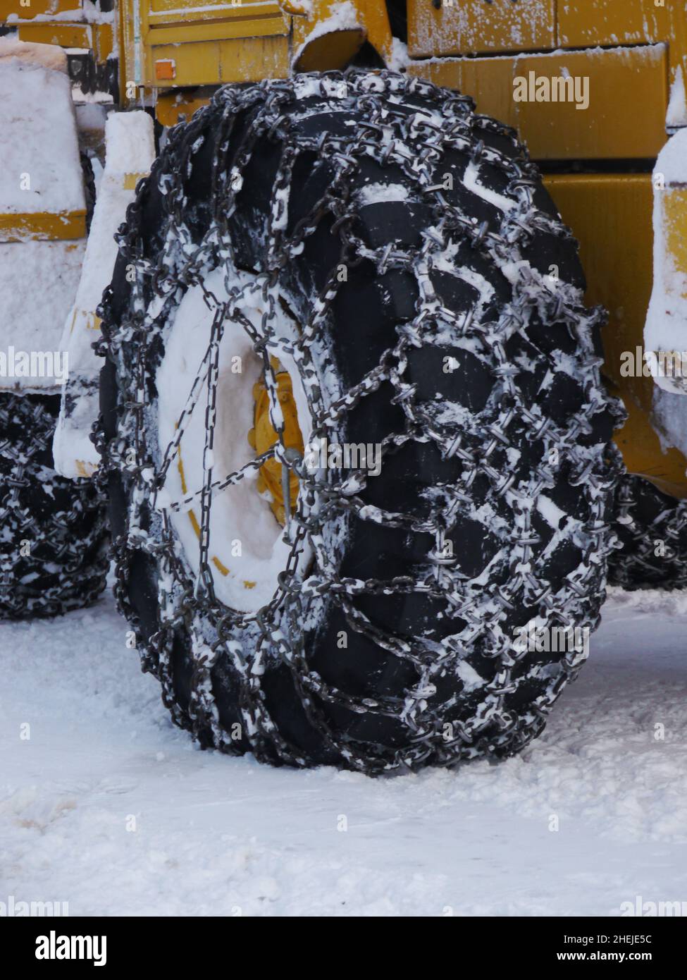 tyre snow chain Stock Photo