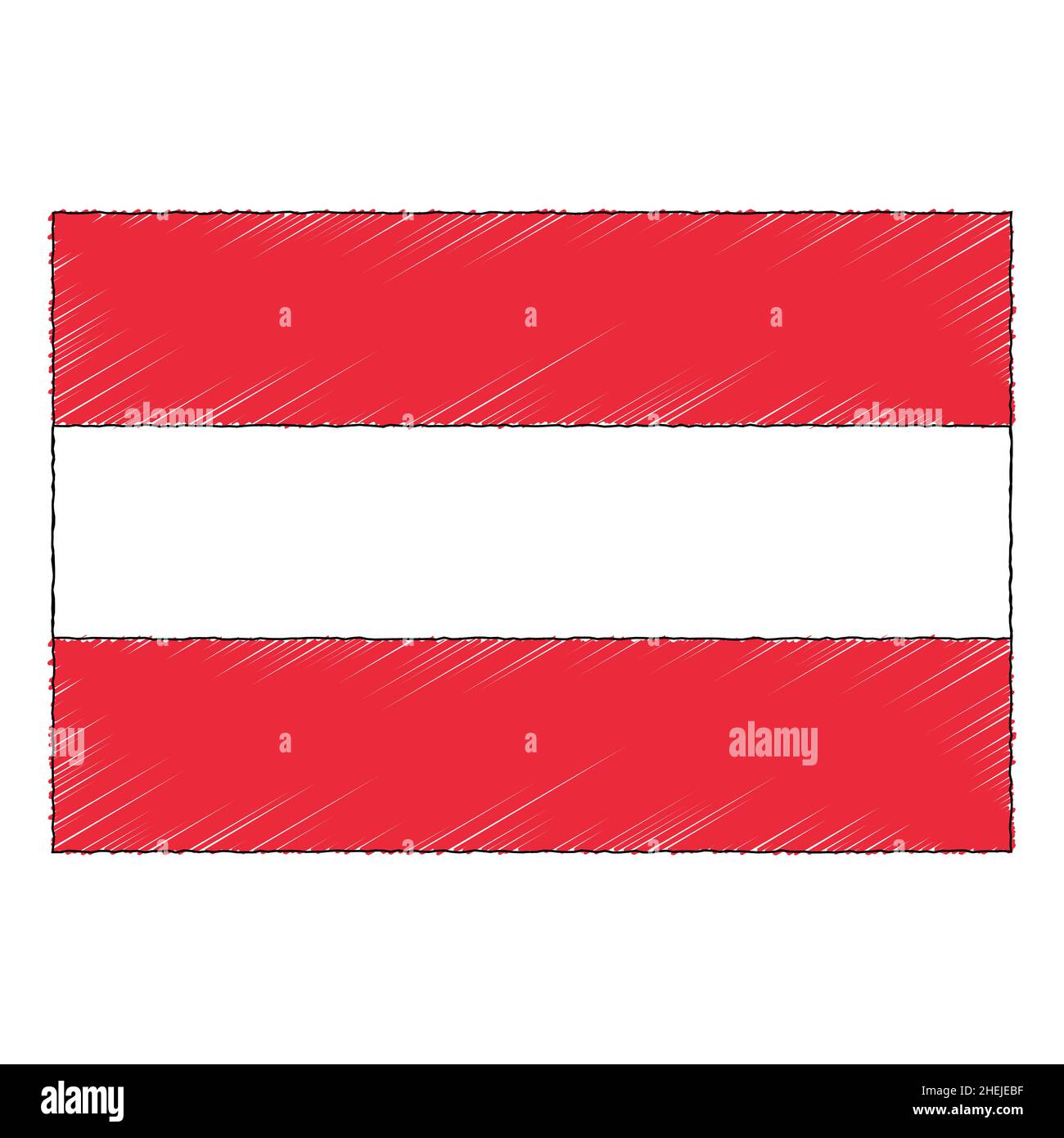 Hand drawn sketch flag of Austria. doodle style vector icon Stock Vector