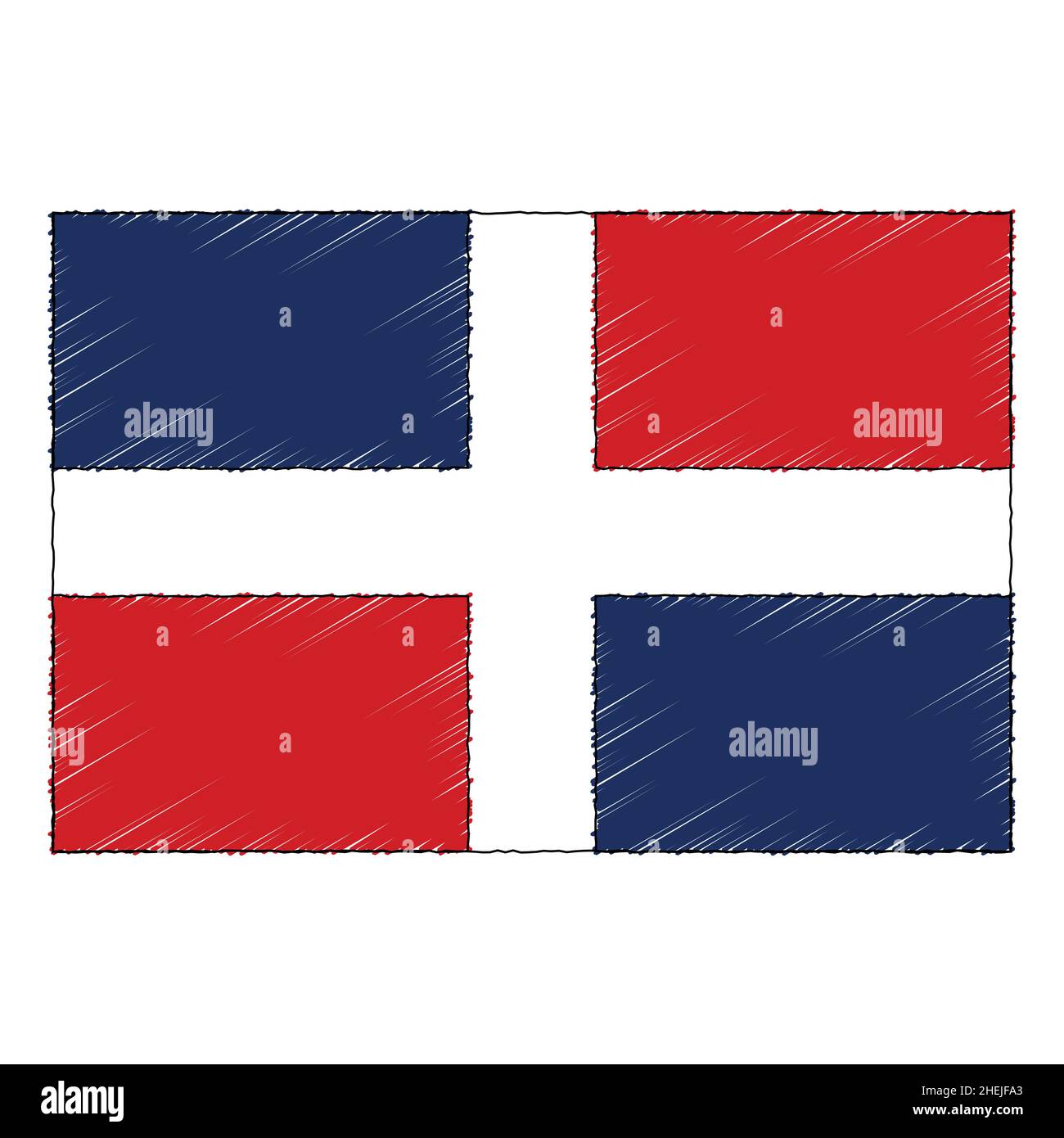 Hand drawn sketch flag of Dominican Republic. doodle style vector icon ...