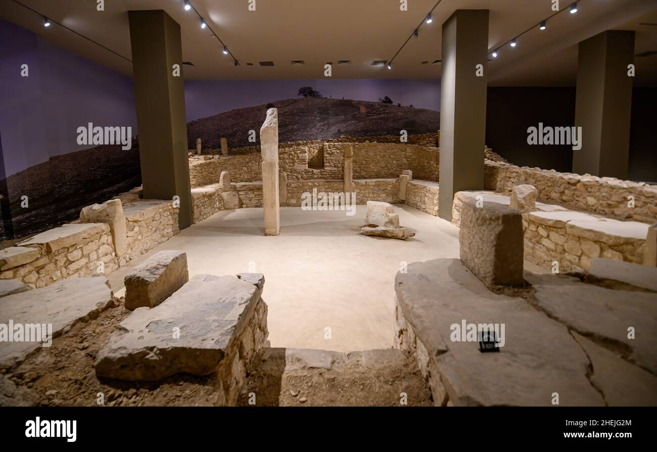 Sanliurfa, Turkey. Interior and artefacts of the archaeological museum