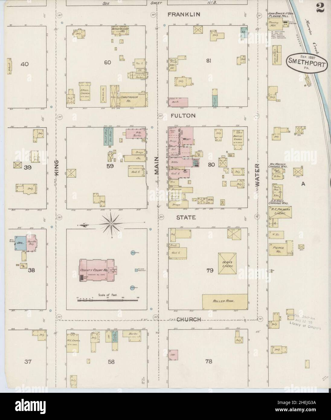 Sanborn Fire Insurance Map from Smethport, McKean County, Pennsylvania. Stock Photo