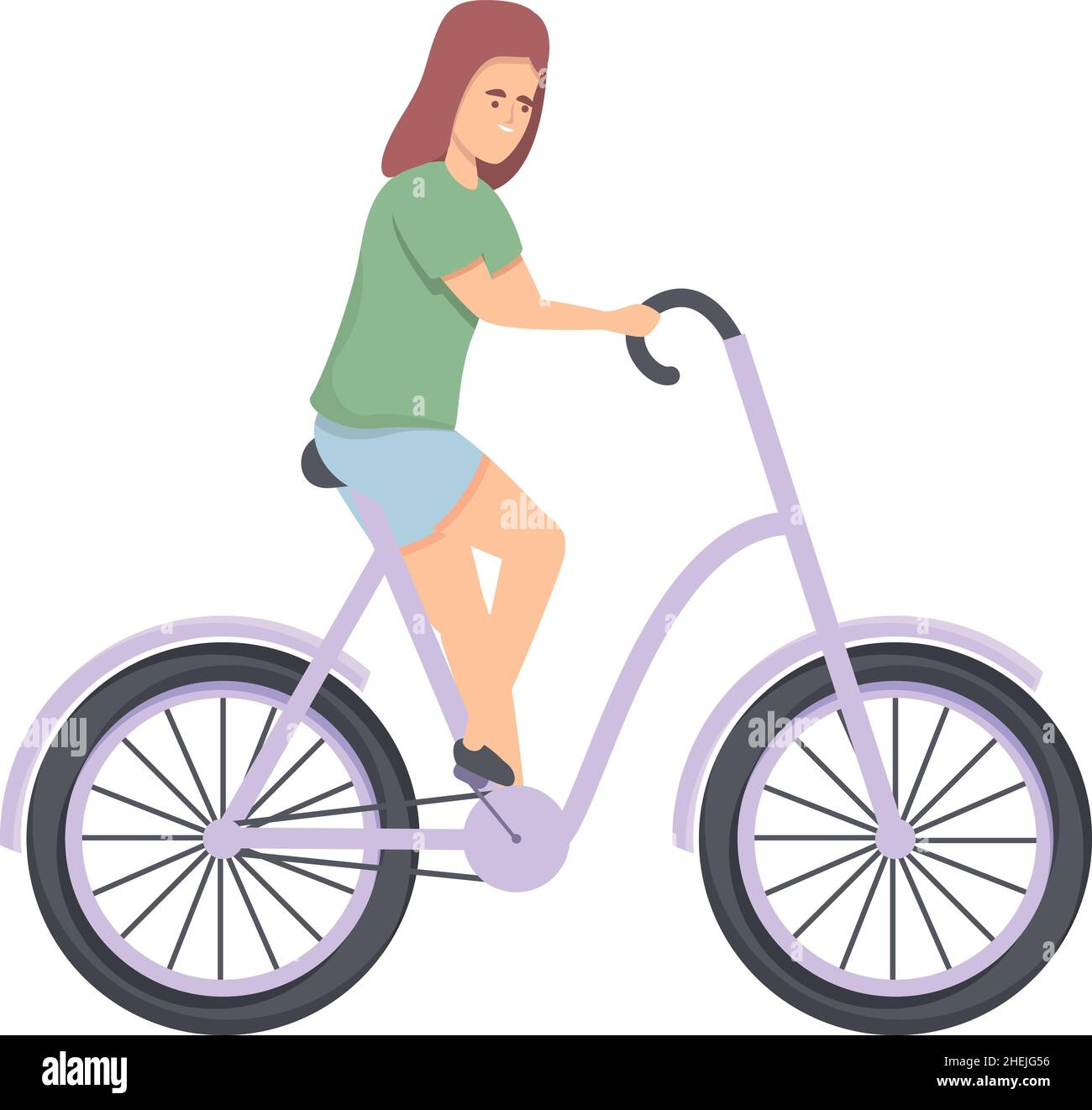 Girl on bicycle icon cartoon vector 
