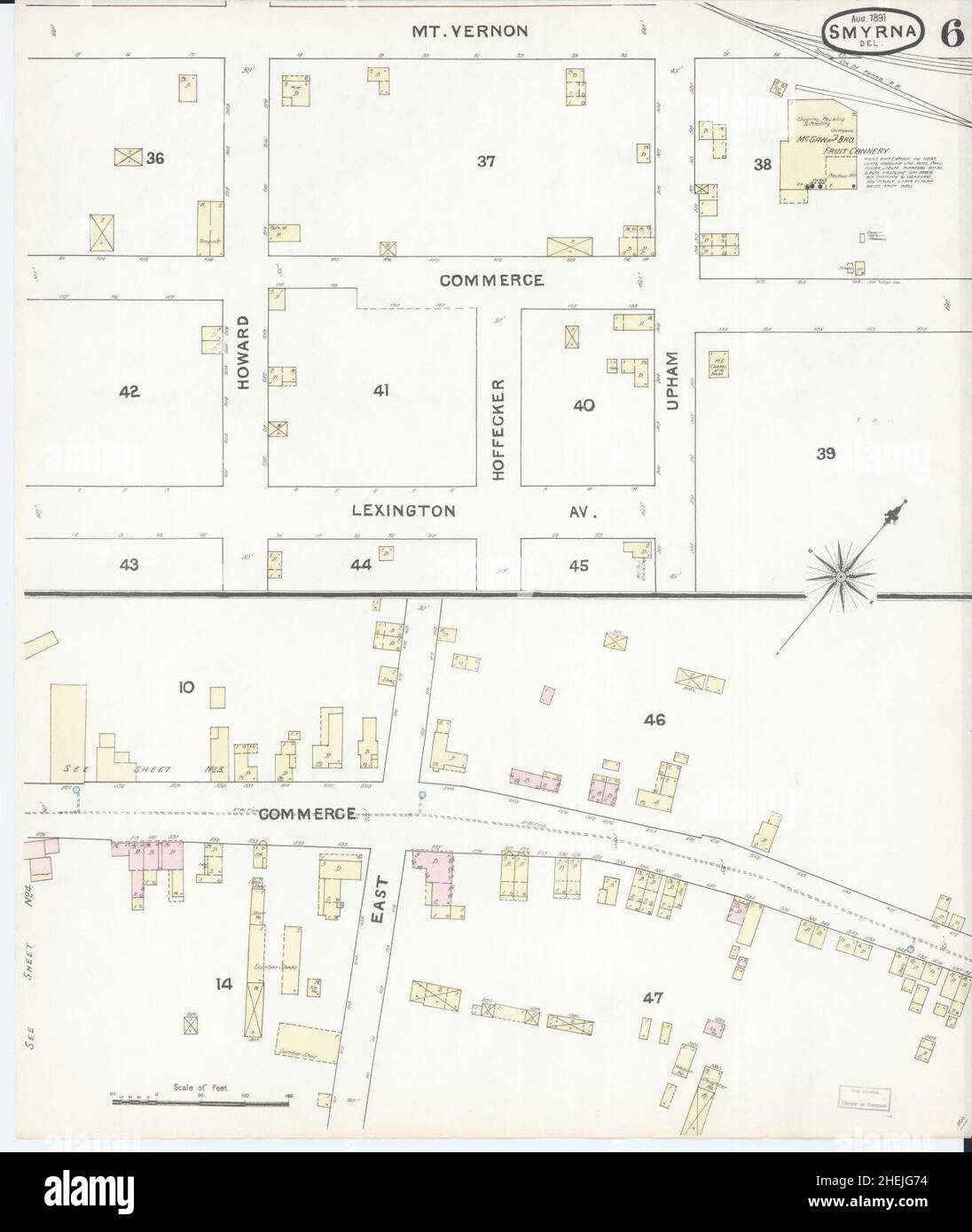 Sanborn Fire Insurance Map from Smyrna, Kent County, Delaware. Stock Photo