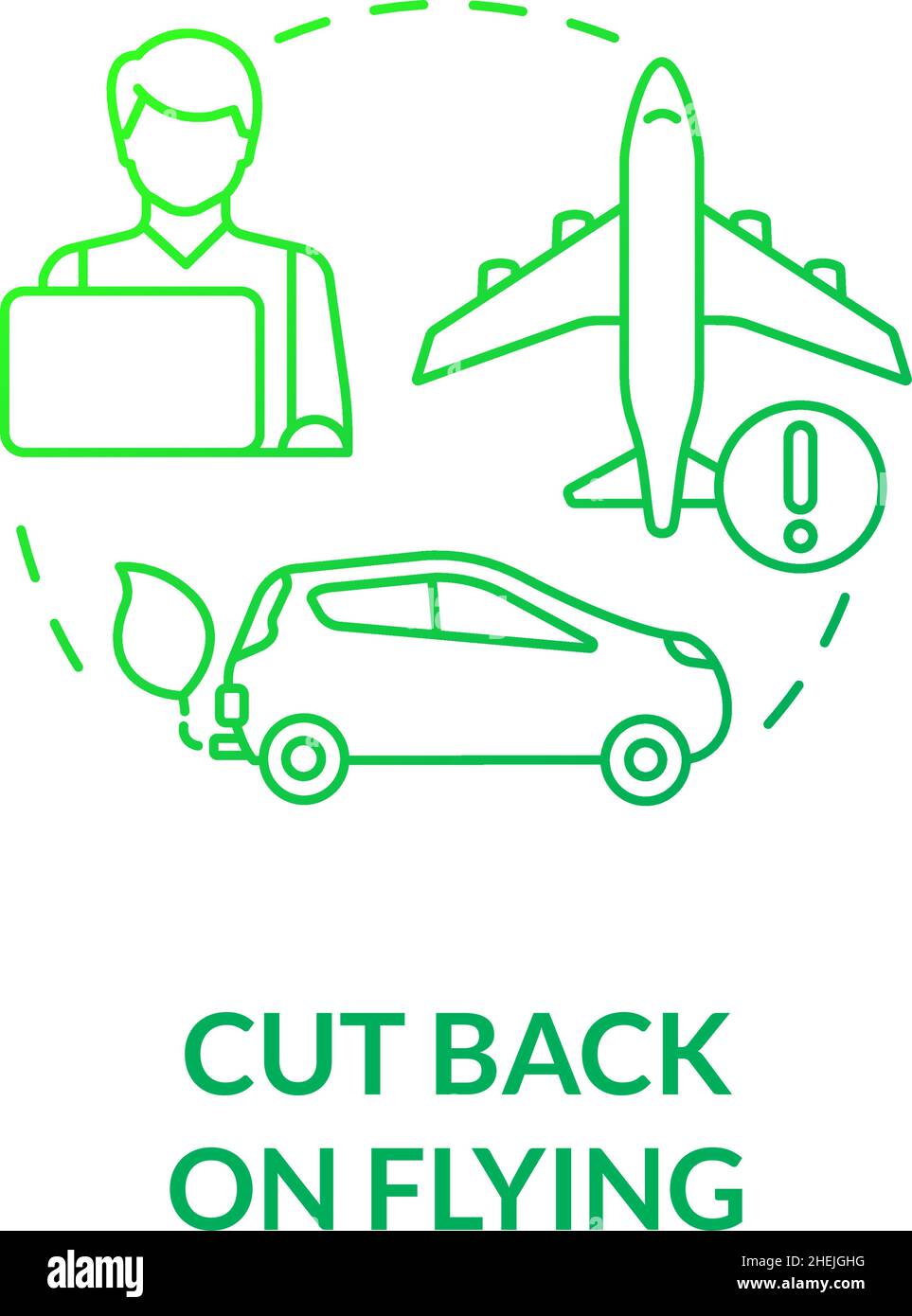 Cut back on flying green gradient concept icon Stock Vector Image & Art