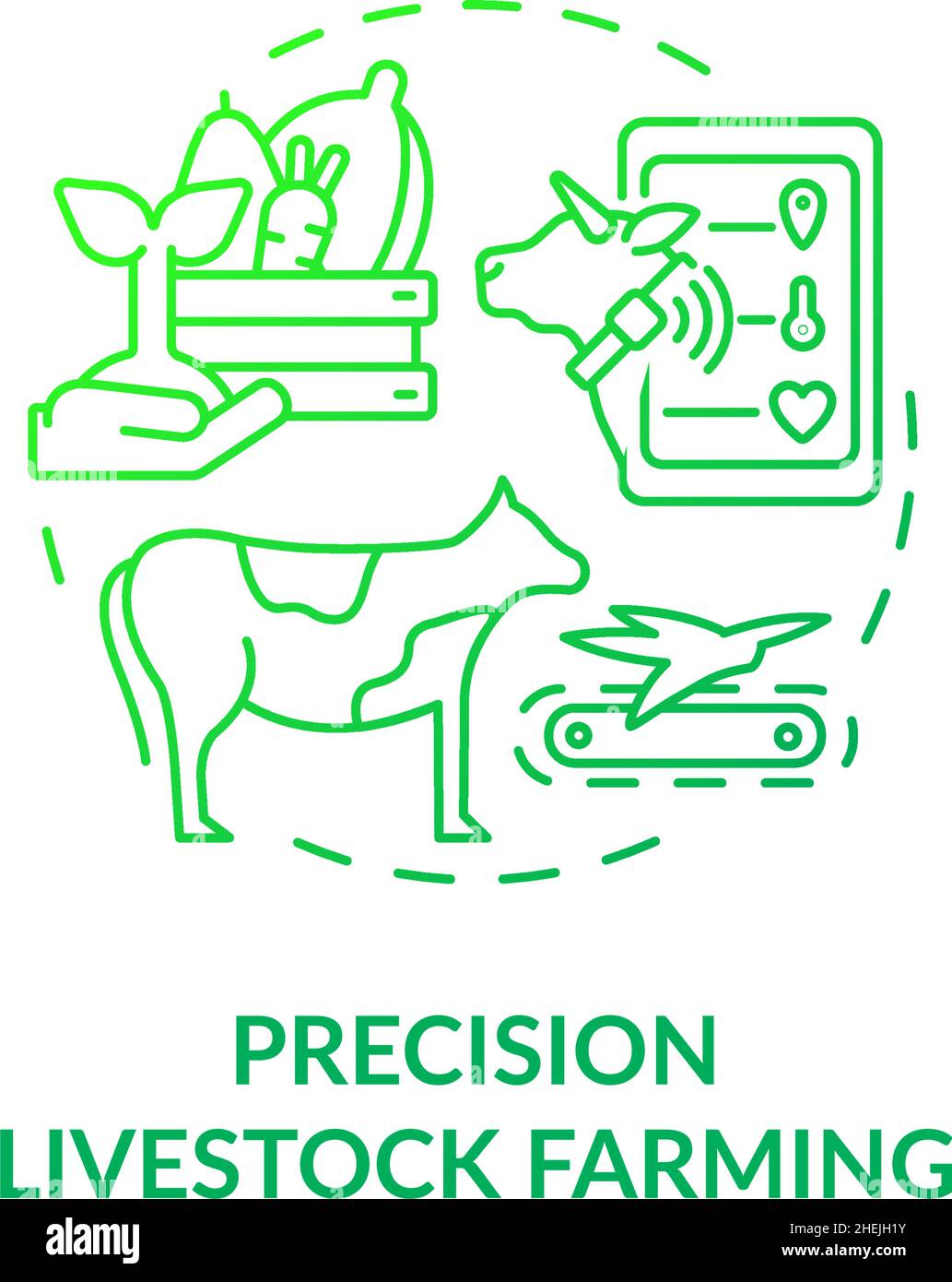 Precision livestock farming green gradient concept icon Stock Vector