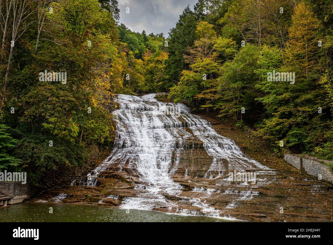 Buttermilk Falls at Buttermilk Falls State Park during the Autumn leaf