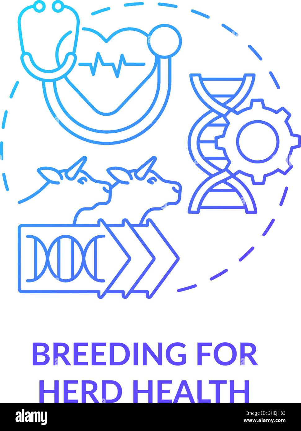Breeding for herd health blue gradient concept icon Stock Vector