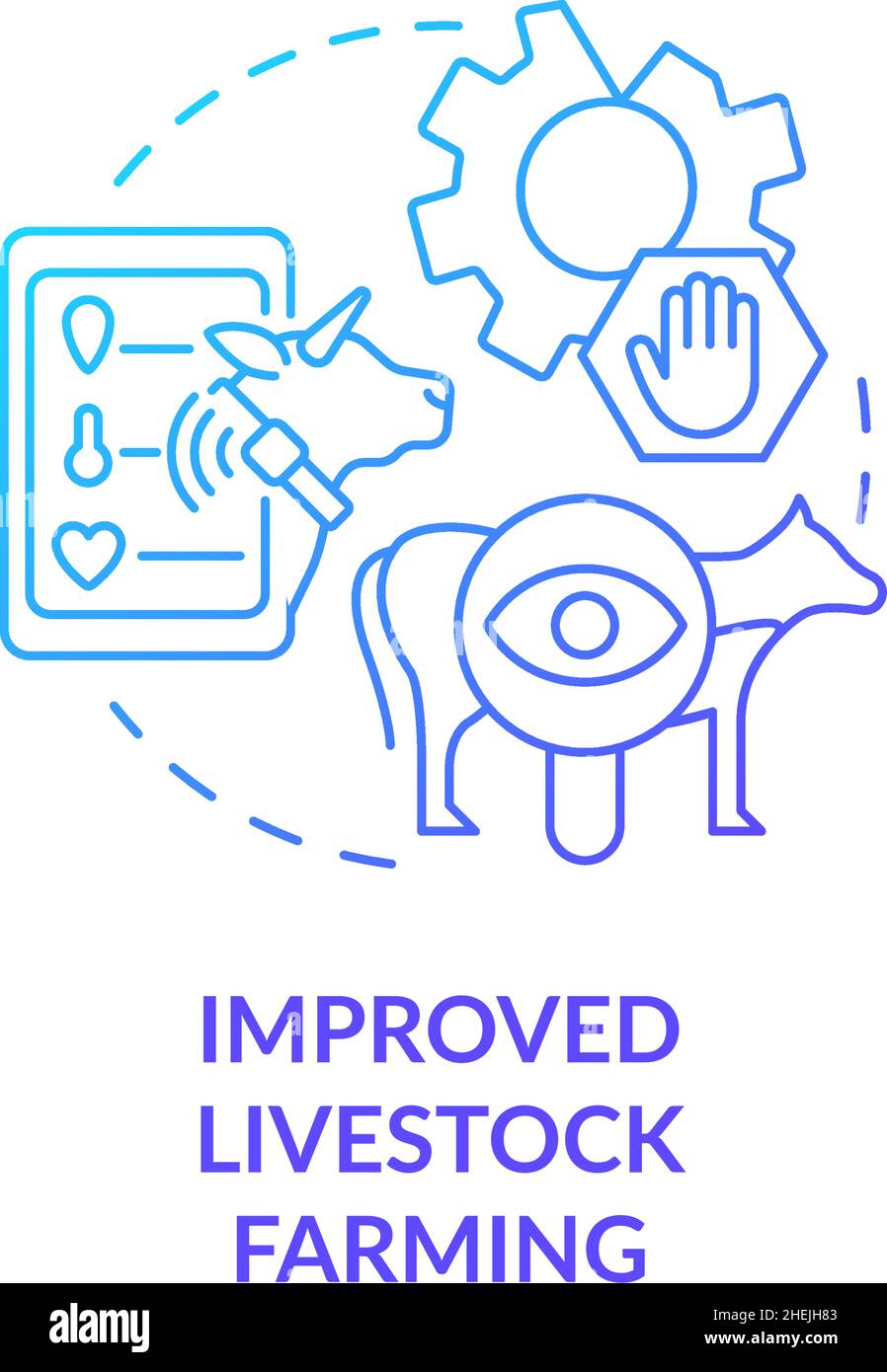 Improved livestock farming blue gradient concept icon Stock Vector