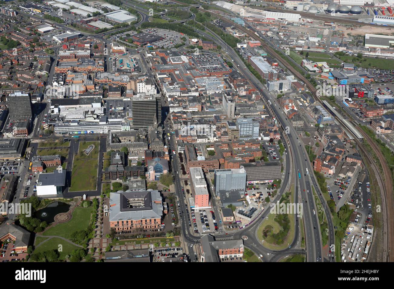 aerial view of Middlesbrough in the North East of England Stock Photo
