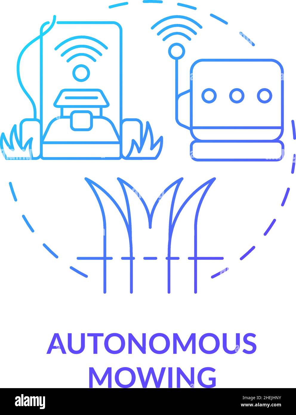 Autonomous mowing blue gradient concept icon Stock Vector