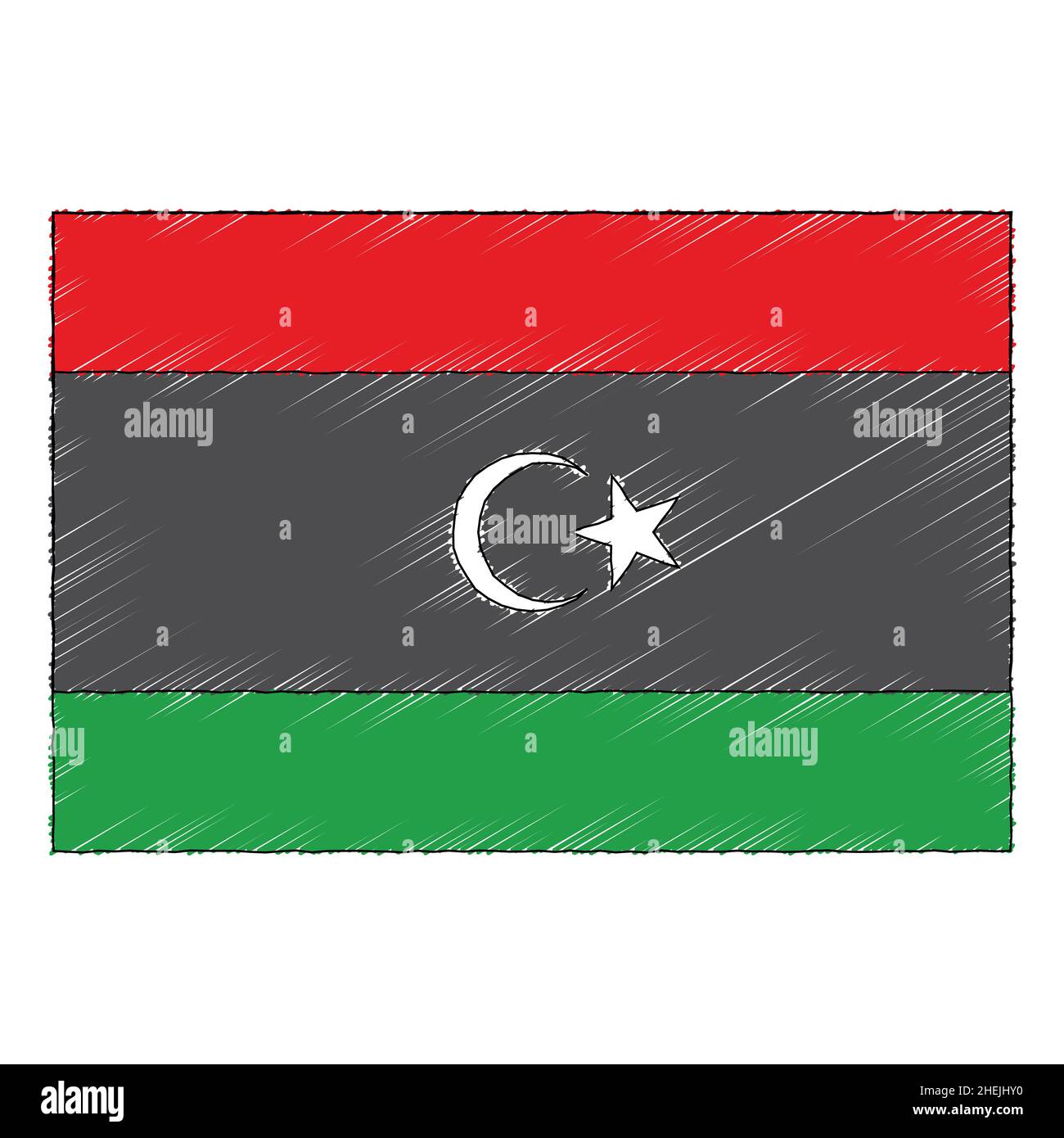 Hand drawn sketch flag of Libya. doodle style vector icon Stock Vector ...