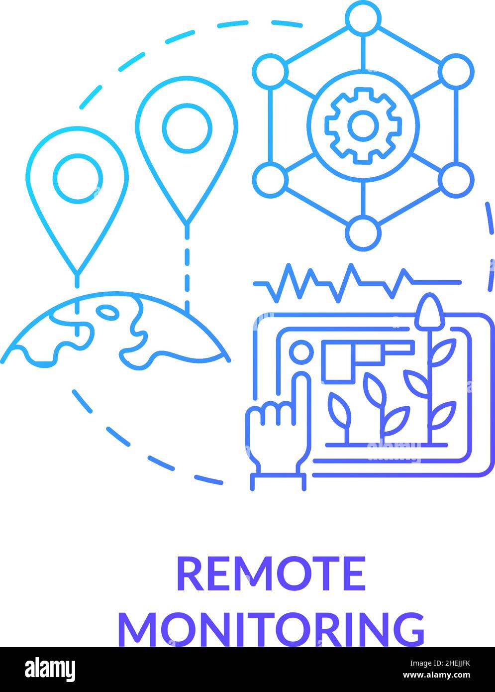 Remote monitoring blue gradient concept icon Stock Vector Image & Art ...