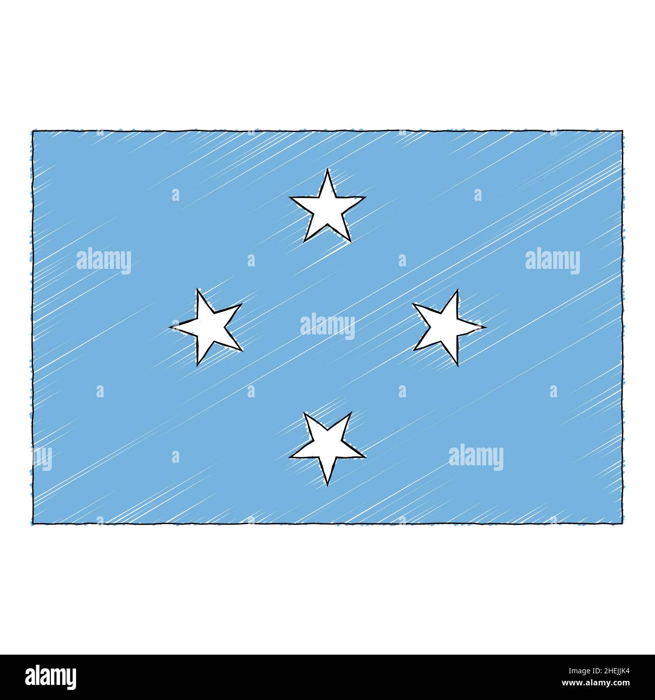 Hand drawn sketch flag of Micronesia. doodle style vector icon Stock ...