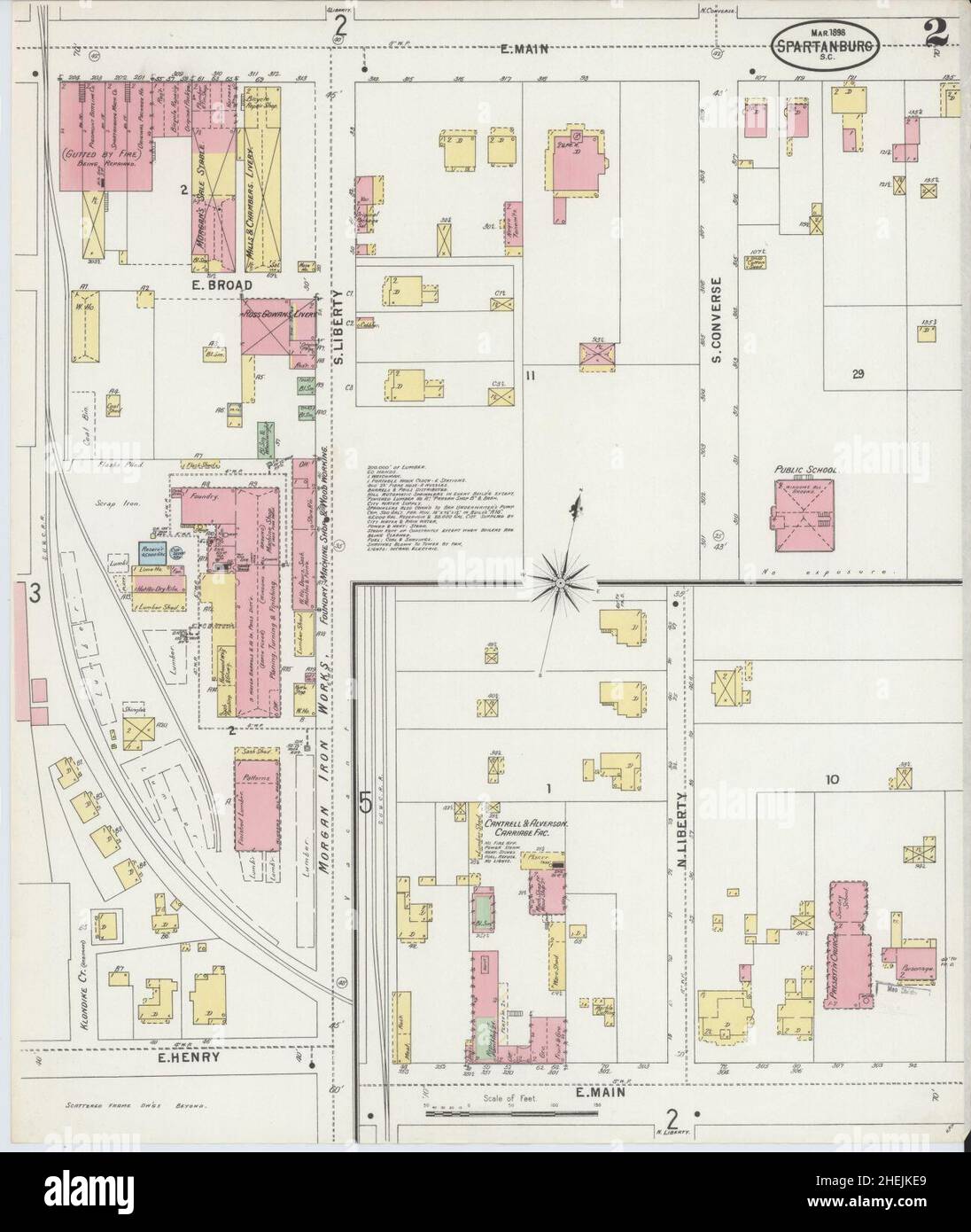 Sanborn Fire Insurance Map from Spartanburg, Spartanburg County, South Carolina. Stock Photo