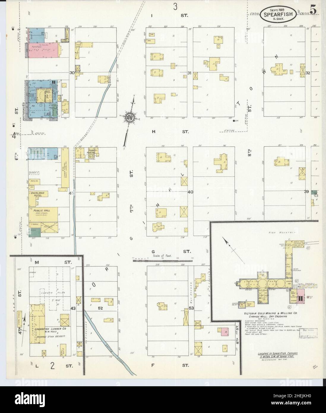 Sanborn Fire Insurance Map from Spearfish, Lawrence County, South Dakota. Stock Photo