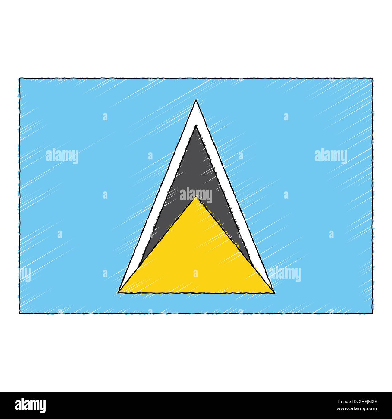 Hand drawn sketch flag of Saint Lucia. doodle style vector icon Stock Vector