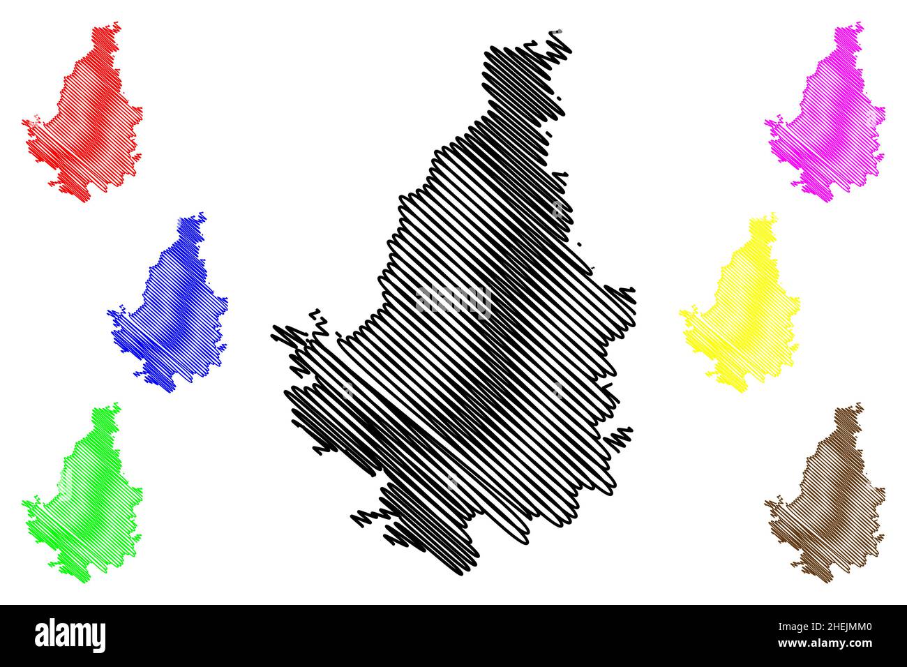 Vadodara district (Gujarat State, Republic of India) map vector illustration, scribble sketch Baroda map Stock Vector