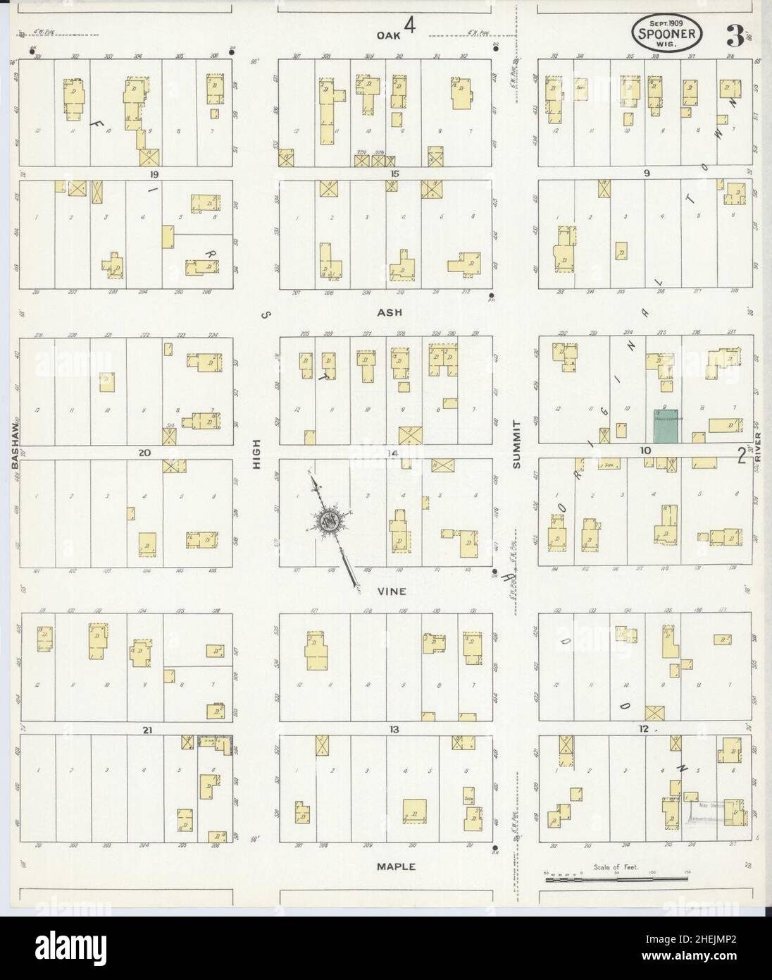 Sanborn Fire Insurance Map from Spooner, Washburn County, Wisconsin. Stock Photo