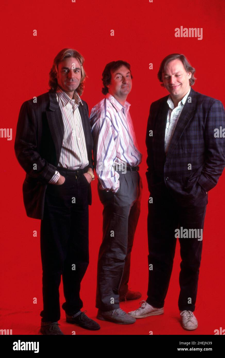 DETROIT - SEPTEMBER 28: (L-R) Keyboardist Richar Wright (1943-2008), drummer and founding member Nick Mason, and guitarist, singer and songwriter Davcid Gilmour, all members of Pink Floyd, pose backstage at the Rosemont Horizon during the band's 'Momentary Lapse of Reason Tour' on September 28, 1987, in Rosemont, IL.  Credit: Ross Marino/Rock Negatives /MediaPunch Stock Photo