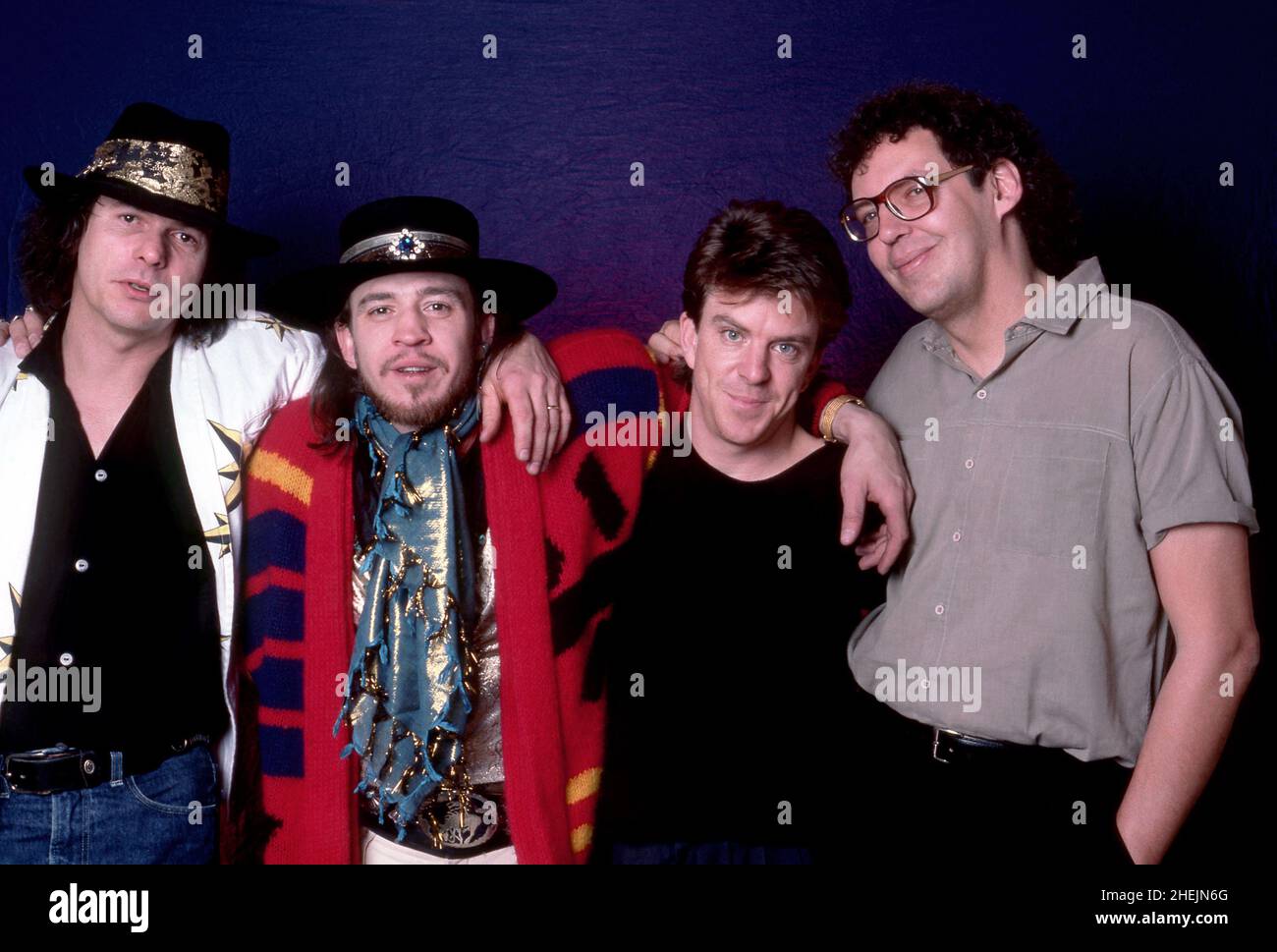 ROYAL OAK - FEBRUARY 14: American singer, songwriter and Texas blues guitar legend Stevie Ray Vaughan backstage at the Royal Oak Music Theater during the 'Soul to Soul' world tour, on February 14, 1986, in Royal Oak, Michigan.  Credit: Ross Marino/Rock Negatives/MediaPunch Stock Photo