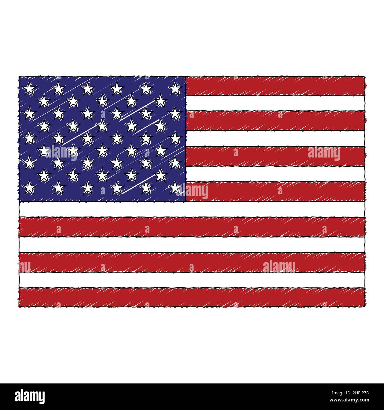 Hand drawn sketch flag of United States. doodle style vector icon Stock Vector