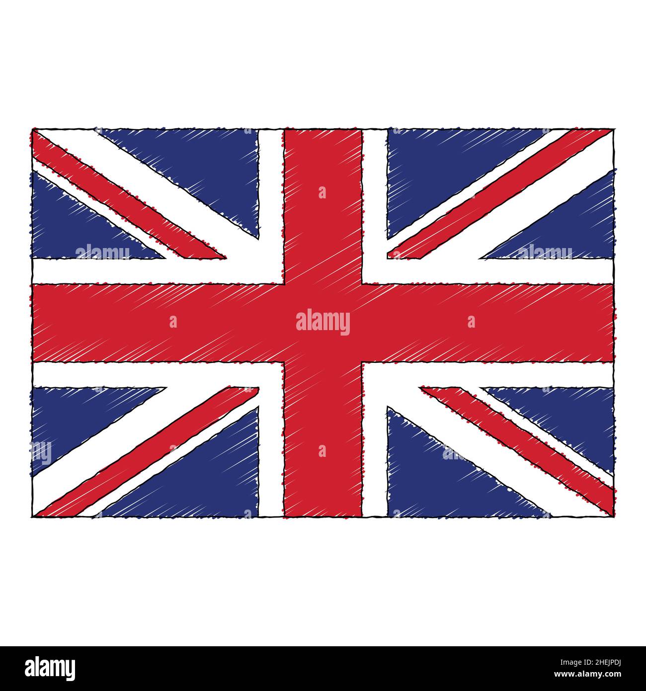 Hand drawn sketch flag of United Kingdom. doodle style vector icon ...