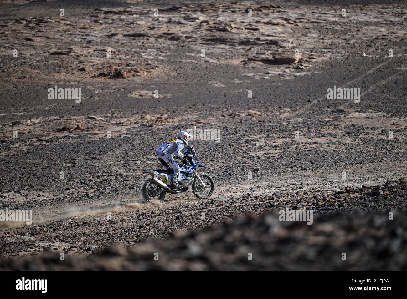 12 De Soultrait Xavier (fra), HT Rally Raid Husqvarna Racing, Husqvarna FR 450 Rally, Moto, Motul, action during the Stage 9 of the Dakar Rally 2022 around Wadi Ad Dawasir, on January 11th 2022 in Wadi Ad Dawasir, Saudi Arabia - Photo Gigi Soldano / DPPI Stock Photo
