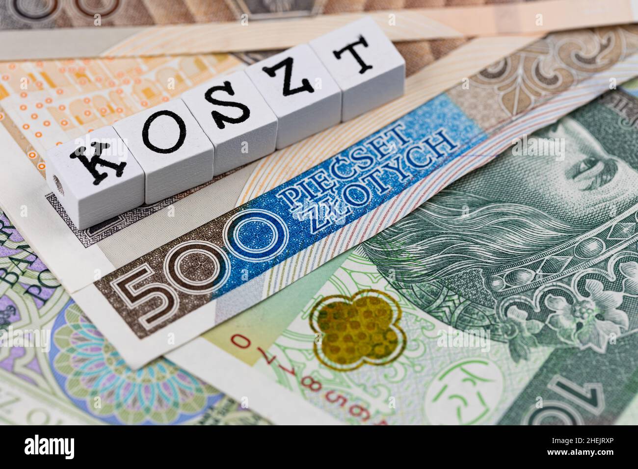 The wording "Koszt" translated as "Cost" and many Polish banknotes. New
